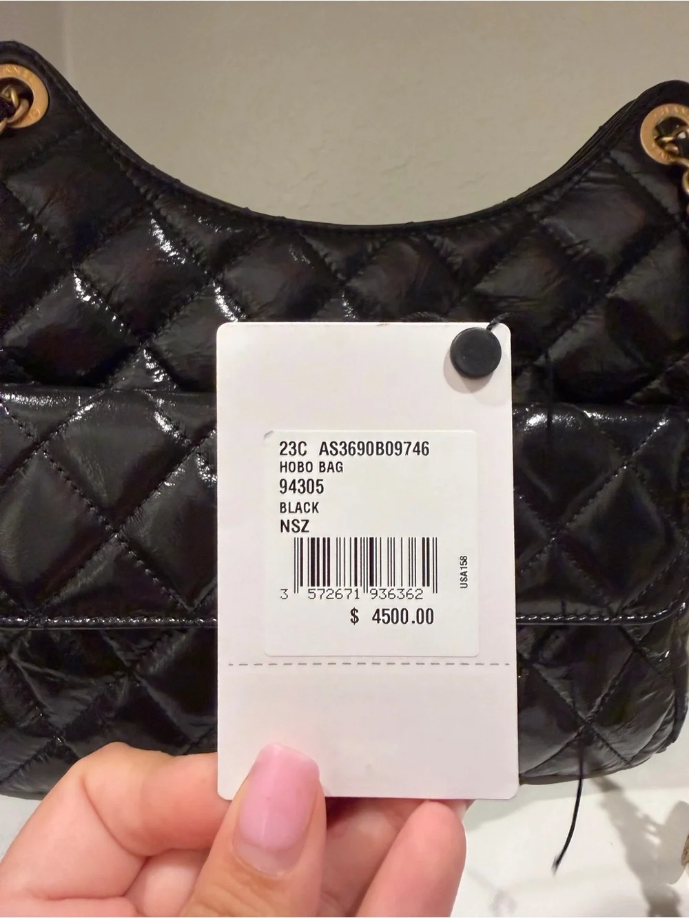 Chanel Shiny Crumpled Calfskin Quilted Wavy CC Hobo Black bag